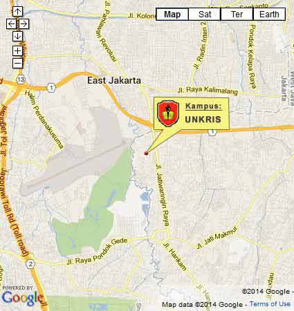 Peta Lokasi (Google Map) UNKRIS Jakarta Program Kelas Sore Malam Pksm Nomor